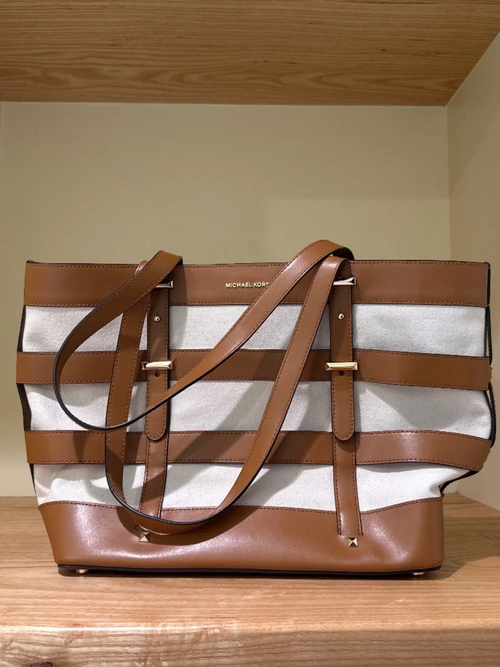 Michael Kors Michael Kors Marie Medium Cage Tote‎ Bag Canvas Leather